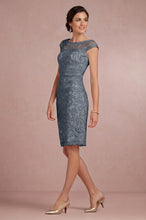 Sheath/Column Cap sleeves Knee-length Lace Appliques Mother Of The Bride Dresses