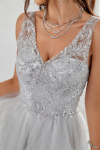 V Neck Beaded Lace Tulle Short Prom Dress