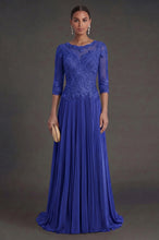 Tulle & Chiffon Scoop A-line Mother Of The Bride Dress With Lace Flowers Appliques