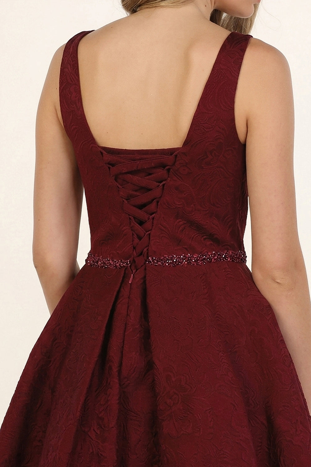 Burgundy Short Pleated Stretch Satin A-Line Cocktail Dress with Pockets
