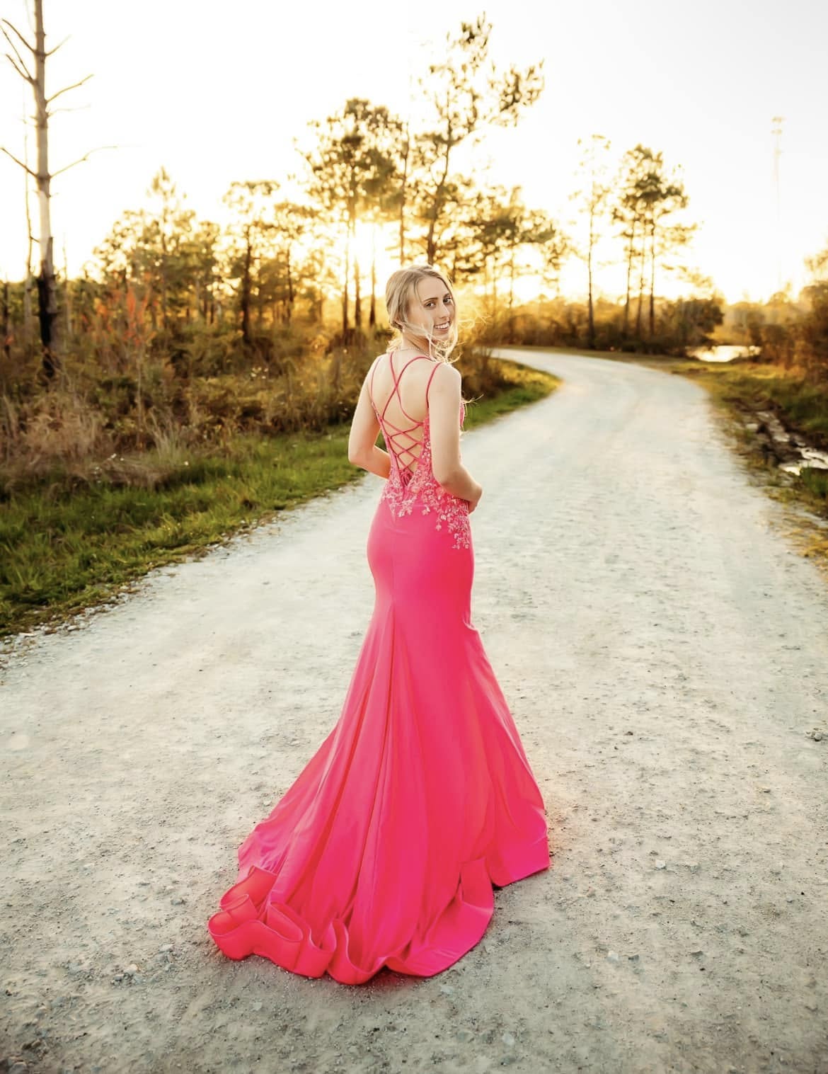 Spaghetti Straps Applique Slit Long Mermaid Satin Prom Dresses