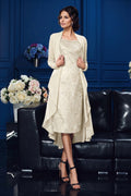 Ivory Short Lace Sheath Mother of the Bride Dress with Long Chiffon Jacket