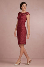 Sheath/Column Cap sleeves Knee-length Lace Appliques Mother Of The Bride Dresses