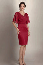 Sheath/Column V-neck Knee-Length Chiffon Glamorous Mother of the Bride Dress