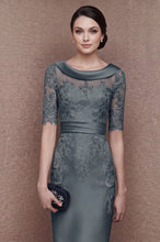 1/2 Sleeves Scoop Elastic Satin Lace Mother of The Bride Dresses with Sash