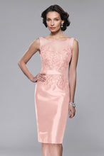 Sheath/Column Sccop Neckline Sleeveless Satin Knee Length Mother Dress With Lace Top