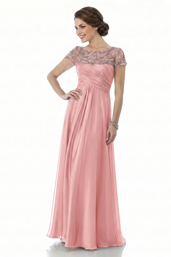 Ruched Lace and Chiffon A-Line Mother of the Bride Gown