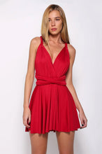 A-Line Deep V-Neck Criss-Cross Straps Short Stretch Convertible Homecoming Dresses