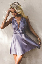 A-Line Deep V-Neck Criss-Cross Straps Short Stretch Convertible Homecoming Dresses