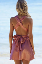 A-Line Deep V-Neck Criss-Cross Straps Short Stretch Convertible Homecoming Dresses