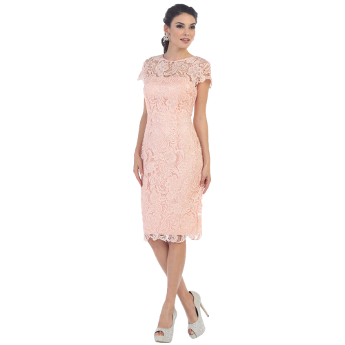 Sheath/Column Sweetheart Knee-Length Cap Sleeve Lace Mother of the Bride Dress Main image