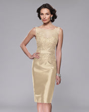 Sheath/Column Sccop Neckline Sleeveless Satin Knee Length Mother Dress With Lace Top