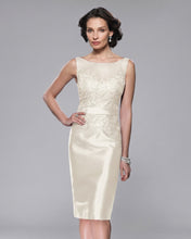 Sheath/Column Sccop Neckline Sleeveless Satin Knee Length Mother Dress With Lace Top