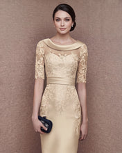 1/2 Sleeves Scoop Elastic Satin Lace Mother of The Bride Dresses with Sash