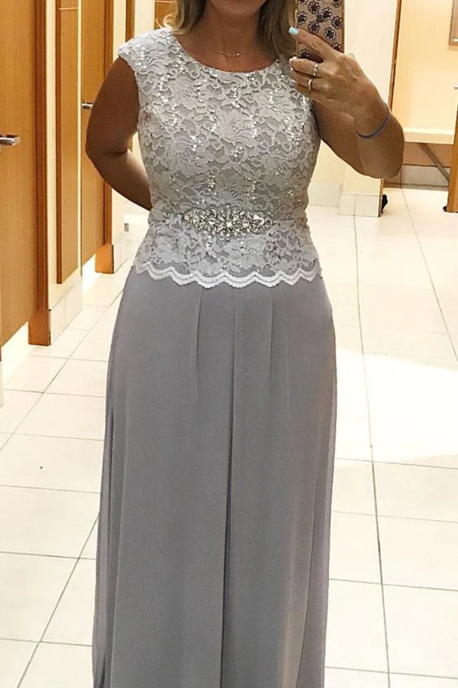 Sleeveless Lace Chiffon Mother of the Bride Dresses – Angrila