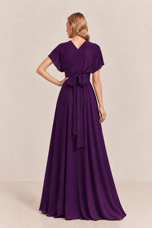 Plum Convertible Stretch Jersey A-Line Bridesmaid Dress