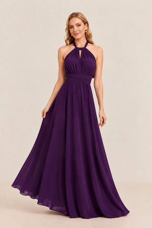 Plum Convertible Stretch Jersey A-Line Bridesmaid Dress
