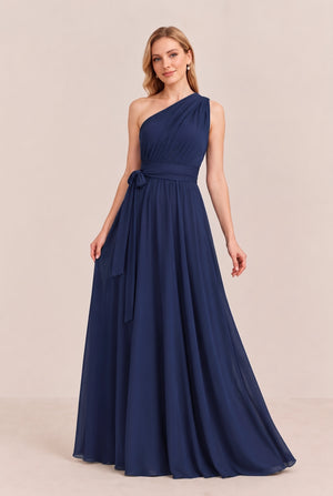 Navy Convertible Stretch Jersey A-Line Bridesmaid Dress
