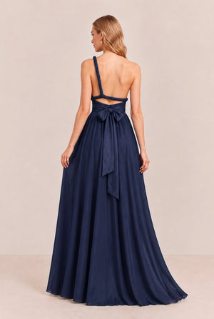 Navy Convertible Stretch Jersey A-Line Bridesmaid Dress