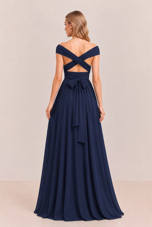 Navy Convertible Stretch Jersey A-Line Bridesmaid Dress