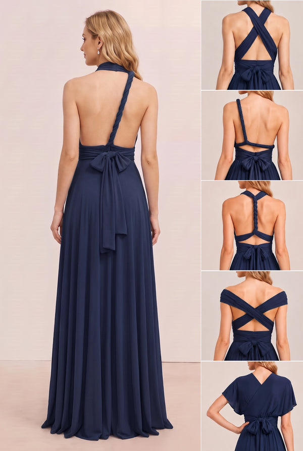 Navy Convertible Stretch Jersey A-Line Bridesmaid Dress