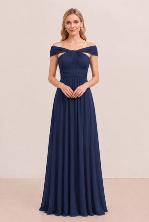 Navy Convertible Stretch Jersey A-Line Bridesmaid Dress