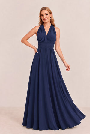 Navy Convertible Stretch Jersey A-Line Bridesmaid Dress