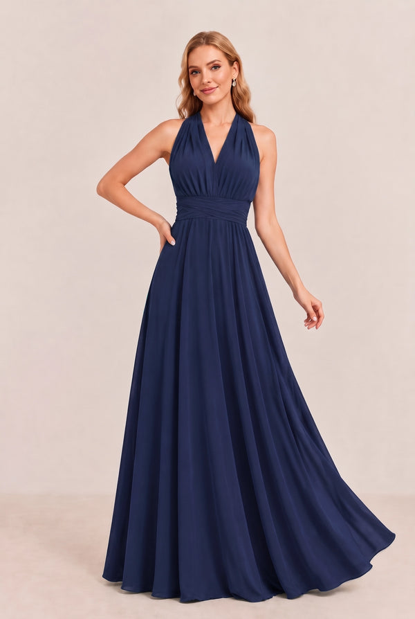 Navy Convertible Stretch Jersey A-Line Bridesmaid Dress
