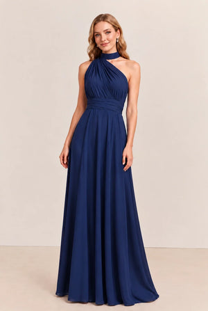 Navy Convertible Stretch Jersey A-Line Bridesmaid Dress