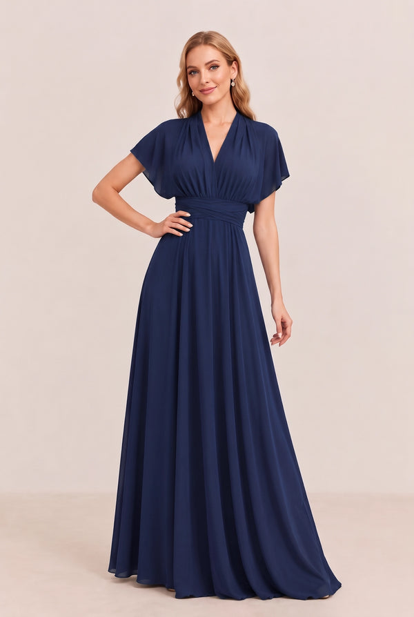 Navy Convertible Stretch Jersey A-Line Bridesmaid Dress