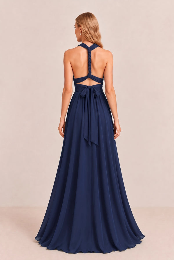 Navy Convertible Stretch Jersey A-Line Bridesmaid Dress