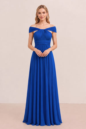 Royal Blue Convertible Stretch Jersey A-Line Bridesmaid Dress