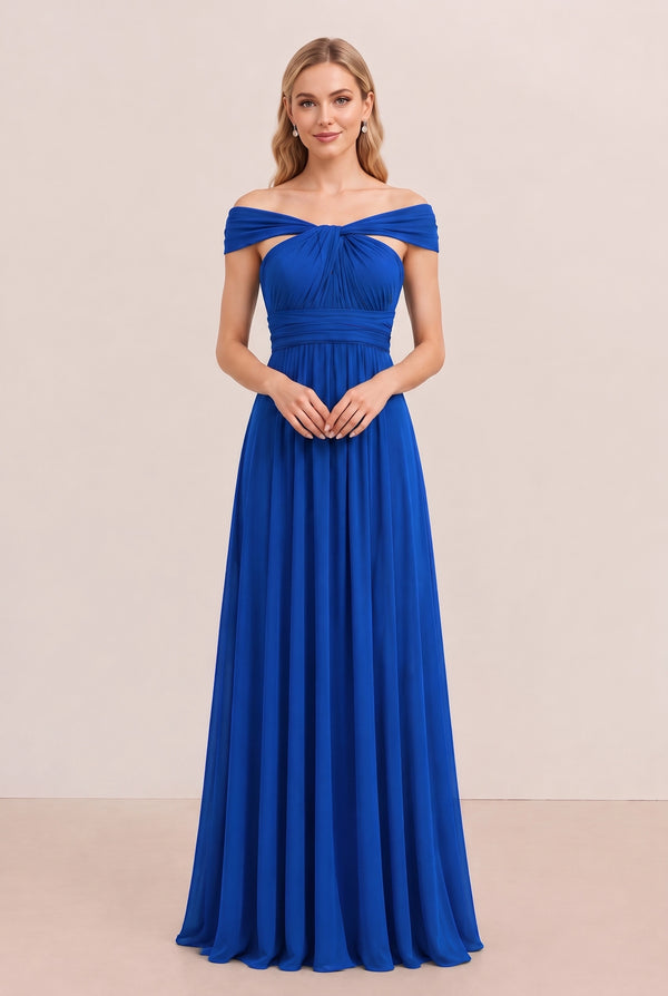 Royal Blue Convertible Stretch Jersey A-Line Bridesmaid Dress