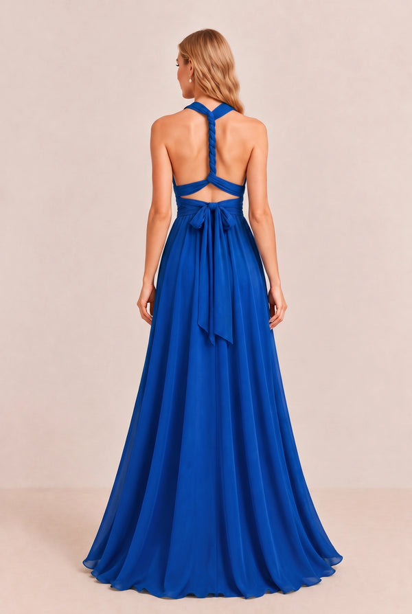 Royal Blue Convertible Stretch Jersey A-Line Bridesmaid Dress