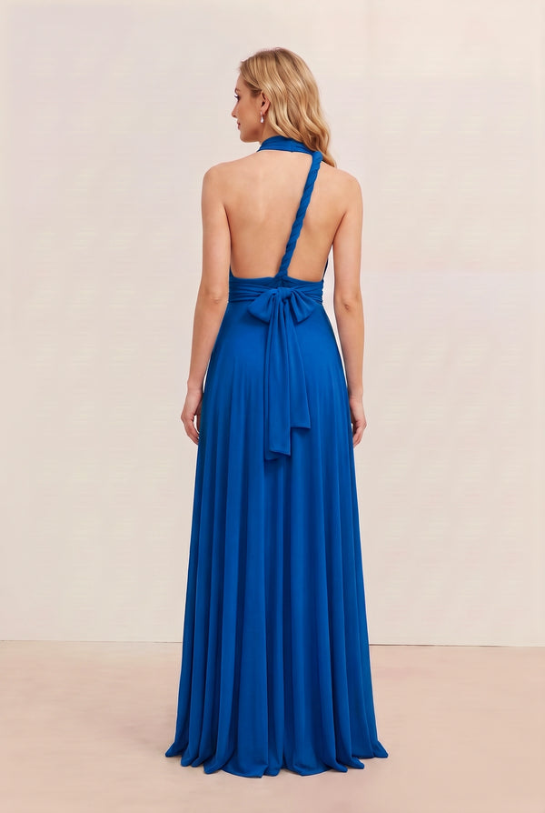 Royal Blue Convertible Stretch Jersey A-Line Bridesmaid Dress