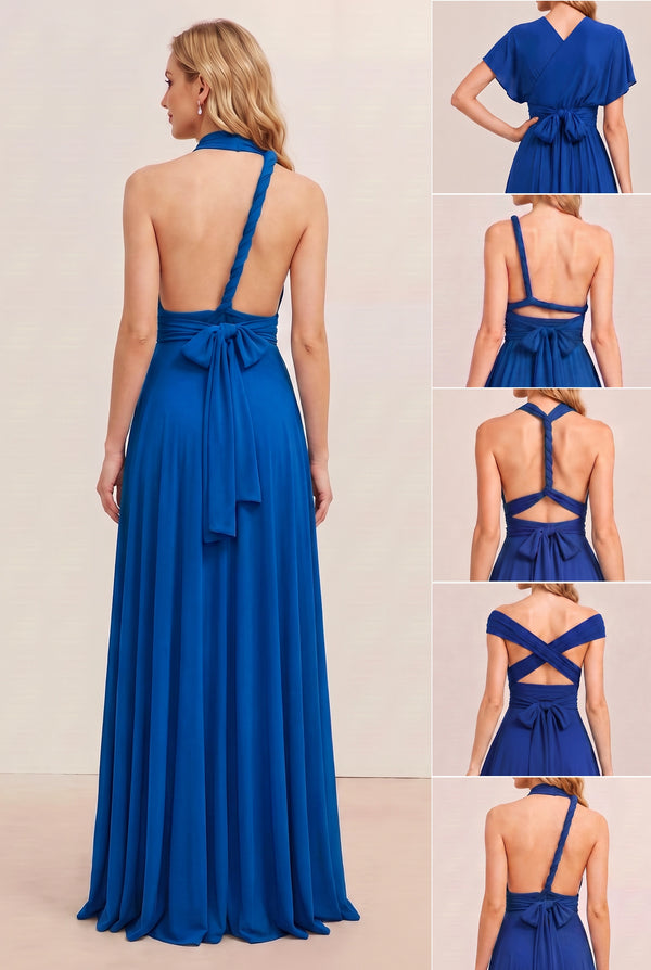 Royal Blue Convertible Stretch Jersey A-Line Bridesmaid Dress