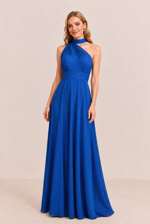 Royal Blue Convertible Stretch Jersey A-Line Bridesmaid Dress