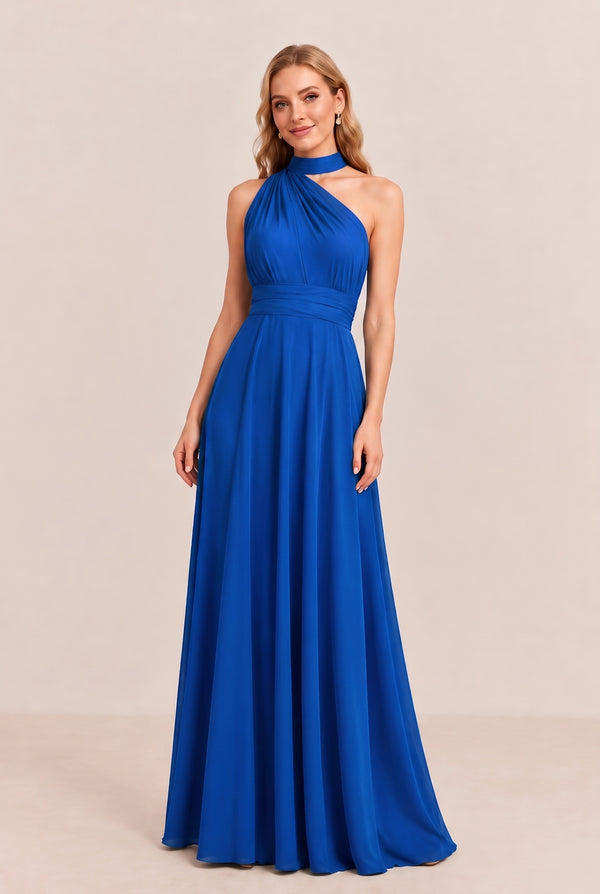 Royal Blue Convertible Stretch Jersey A-Line Bridesmaid Dress