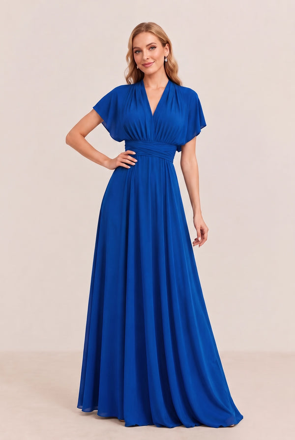 Royal Blue Convertible Stretch Jersey A-Line Bridesmaid Dress