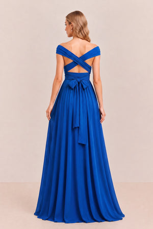 Royal Blue Convertible Stretch Jersey A-Line Bridesmaid Dress
