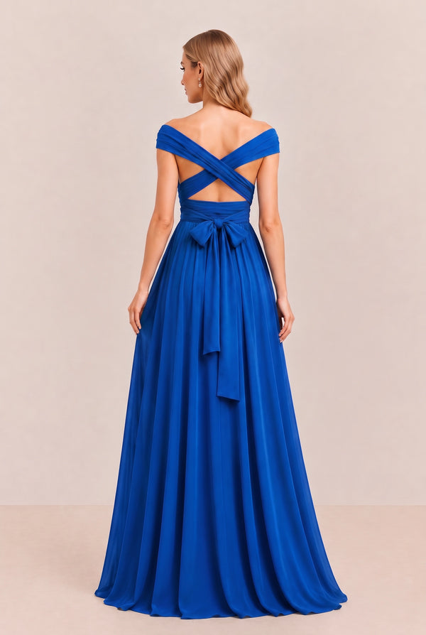 Royal Blue Convertible Stretch Jersey A-Line Bridesmaid Dress