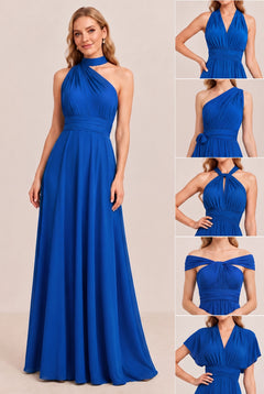 Royal Blue Convertible Stretch Jersey A-Line Bridesmaid Dress