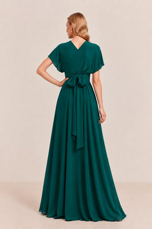 Dark Green Convertible Stretch Jersey A-Line Bridesmaid Dress