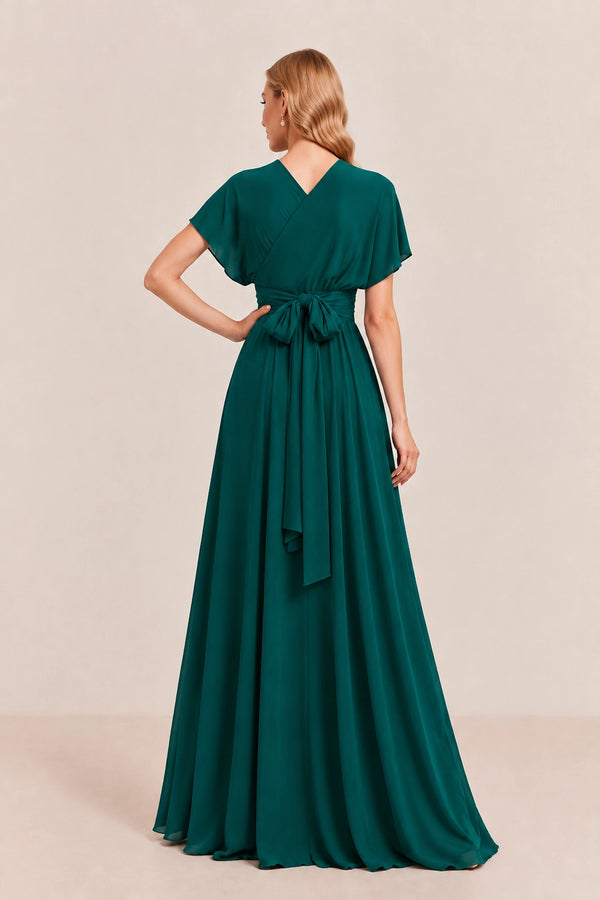 Dark Green Convertible Stretch Jersey A-Line Bridesmaid Dress