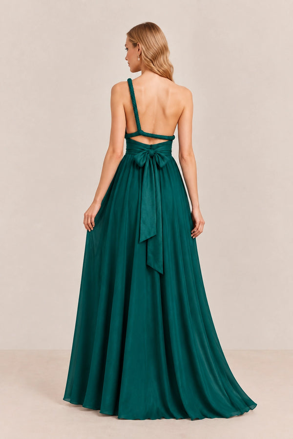 Dark Green Convertible Stretch Jersey A-Line Bridesmaid Dress