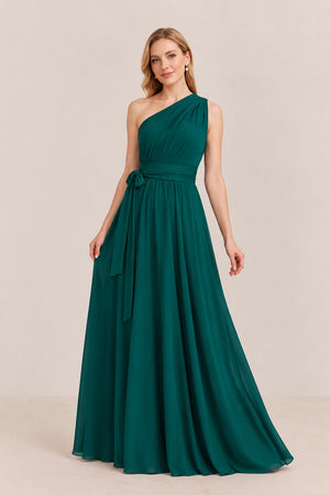 Dark Green Convertible Stretch Jersey A-Line Bridesmaid Dress