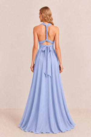 Ice Blue Convertible Stretch Jersey A-Line Bridesmaid Dress