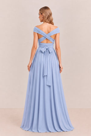 Ice Blue Convertible Stretch Jersey A-Line Bridesmaid Dress