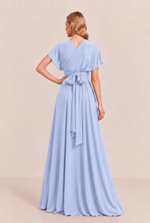Ice Blue Convertible Stretch Jersey A-Line Bridesmaid Dress
