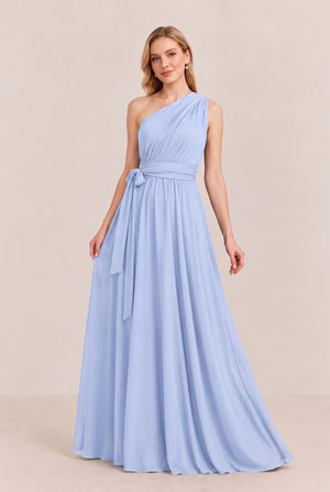 Ice Blue Convertible Stretch Jersey A-Line Bridesmaid Dress